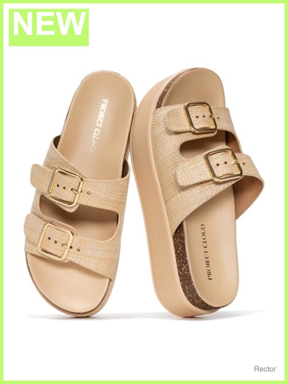 Project Cloud Softy Platform Wedge Sandals Slip On Adjustable Strap